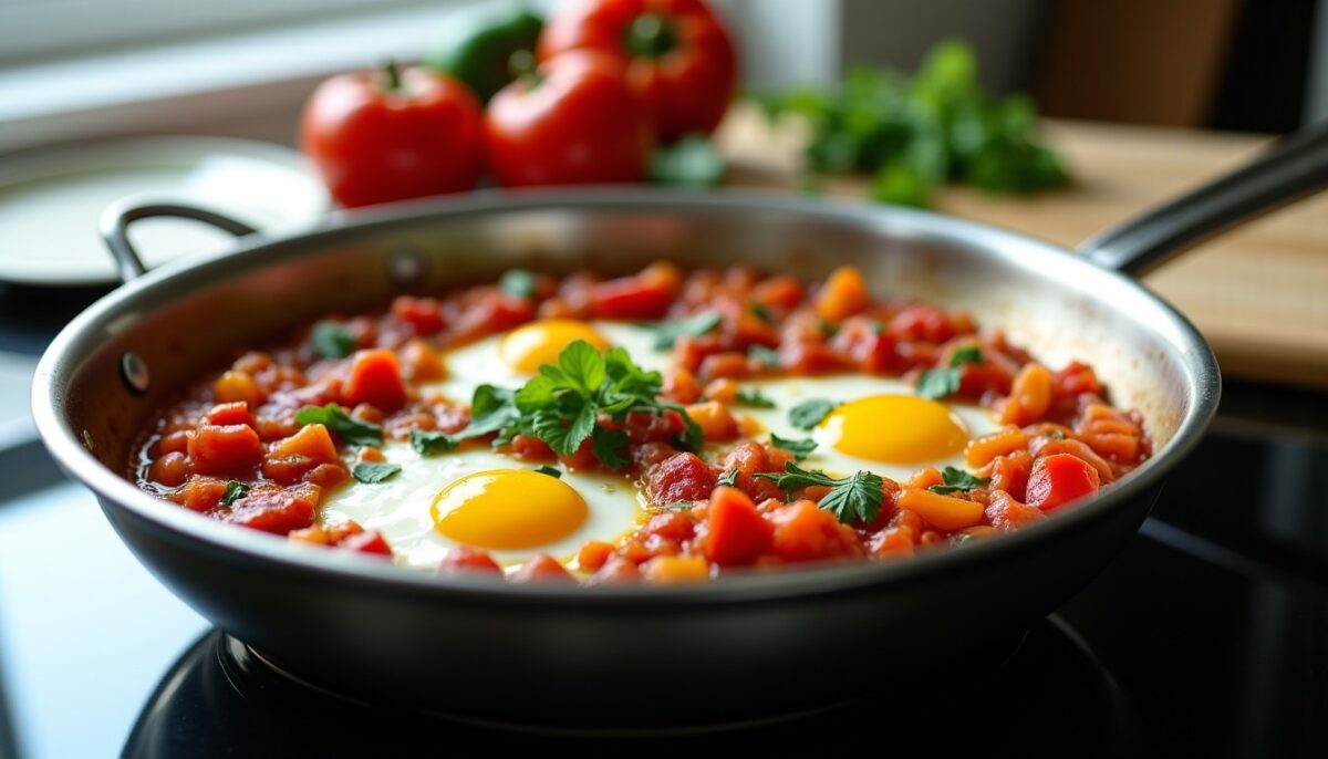 Préparez une délicieuse shakshuka maison directement dans votre sauteuse en inox : guide pas à pas